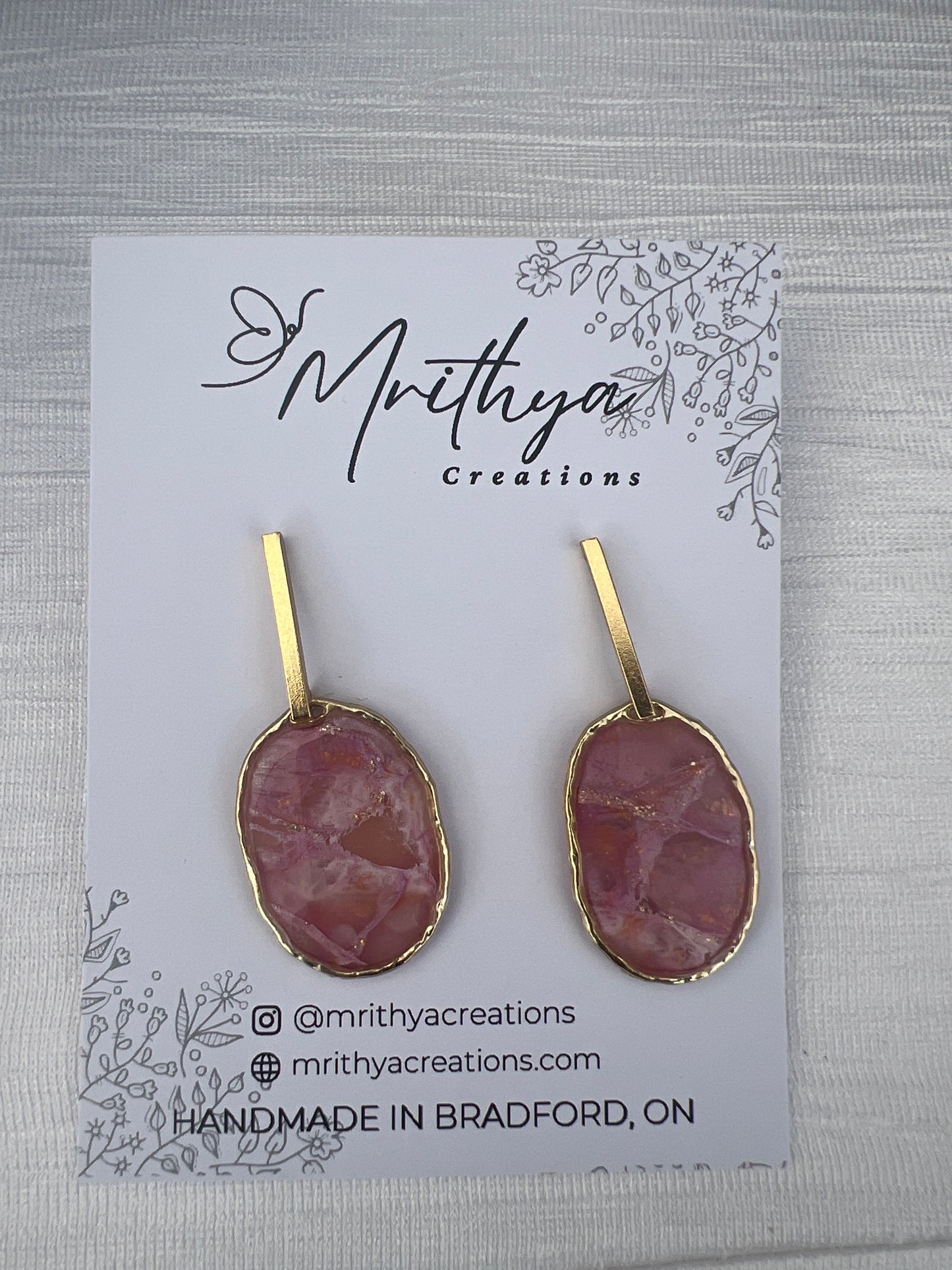 Purple T drop earring