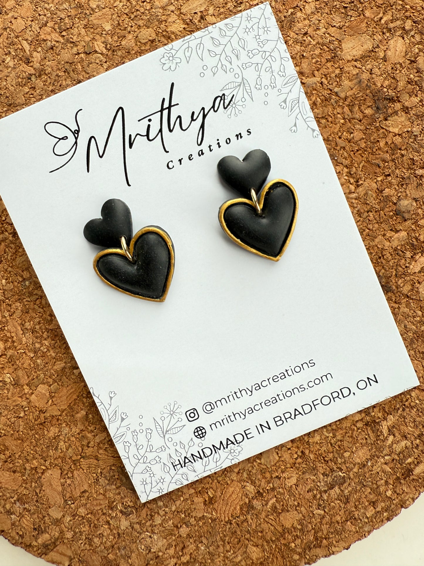 Black 2 hearts gold