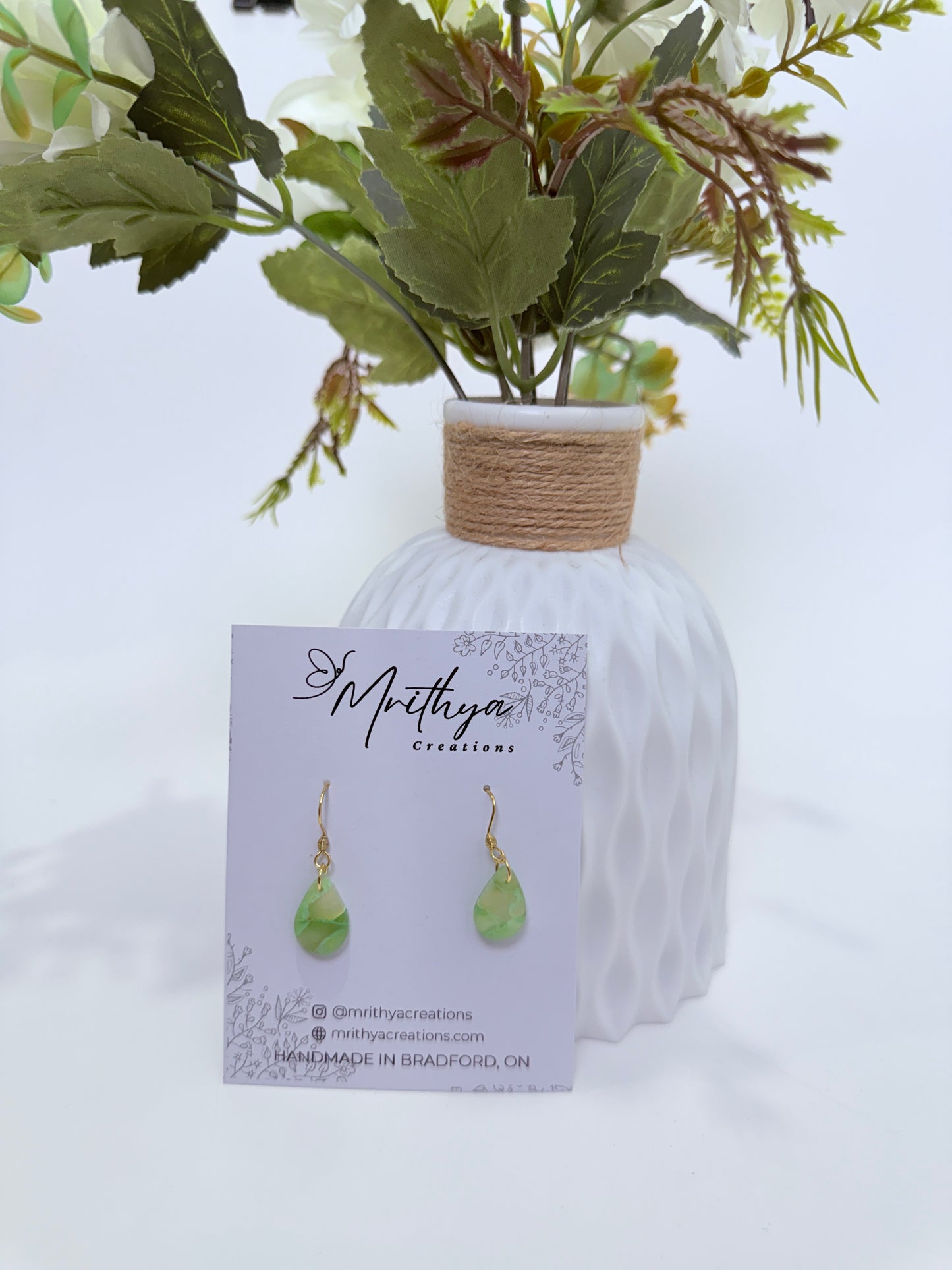 Jade tear drop earring