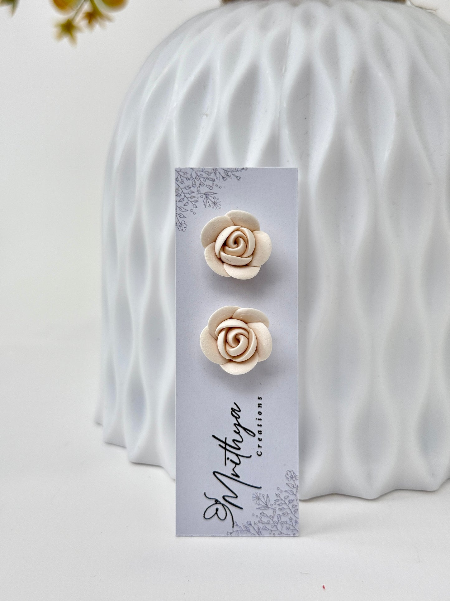 Bridal White rose stud