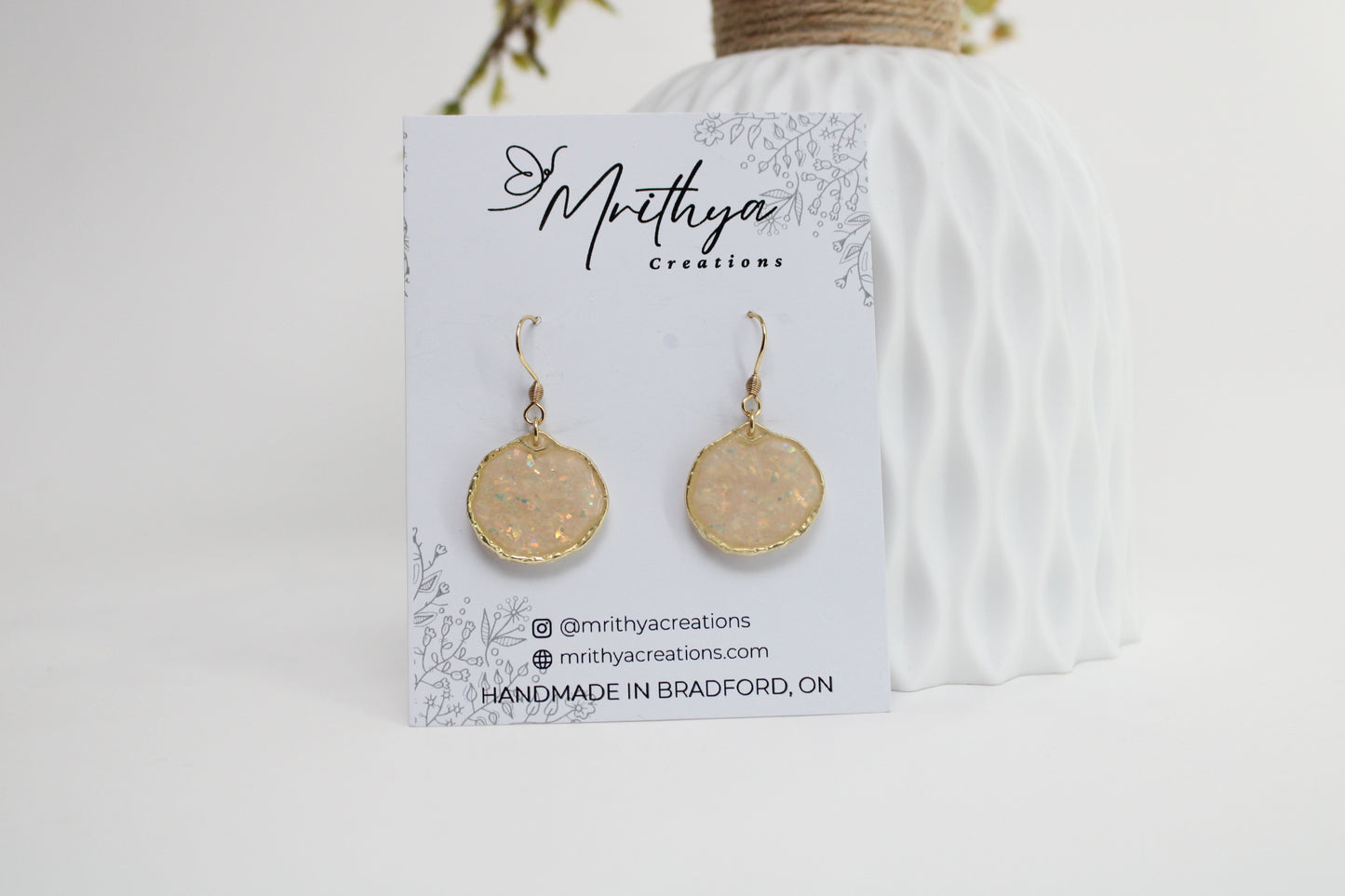 Opal Oval drop earring