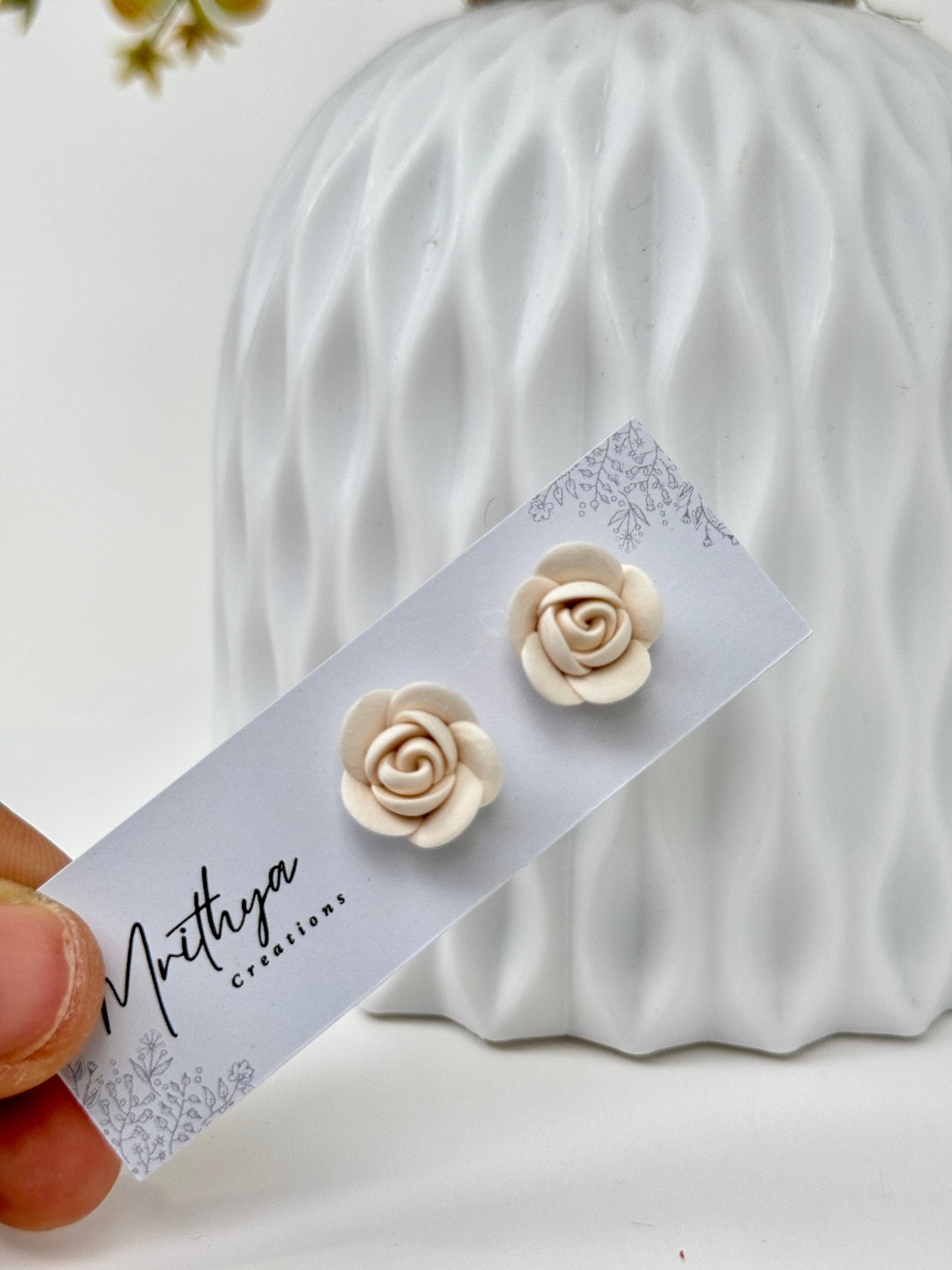 Bridal White rose stud