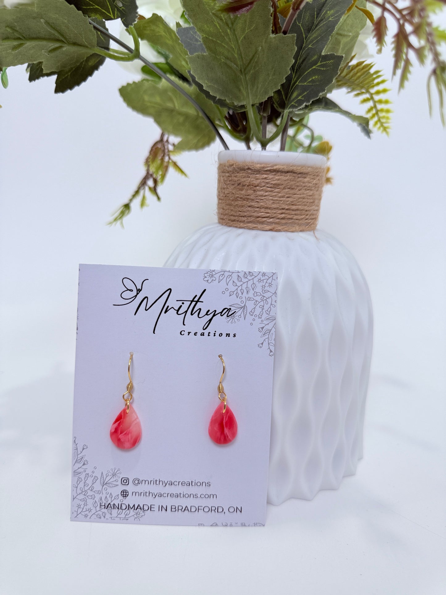 Red tear drop earring