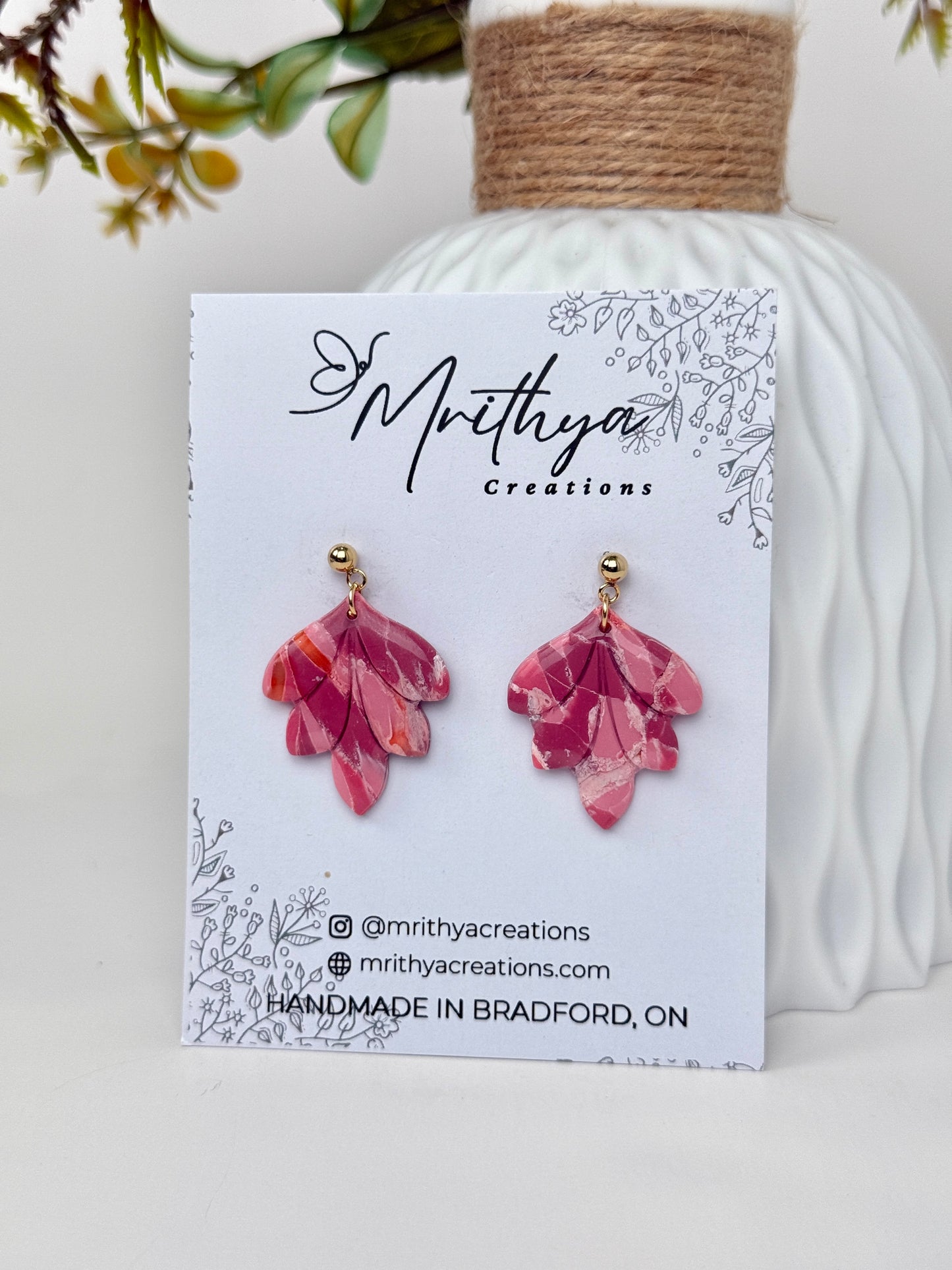 Pink marble spring leaf