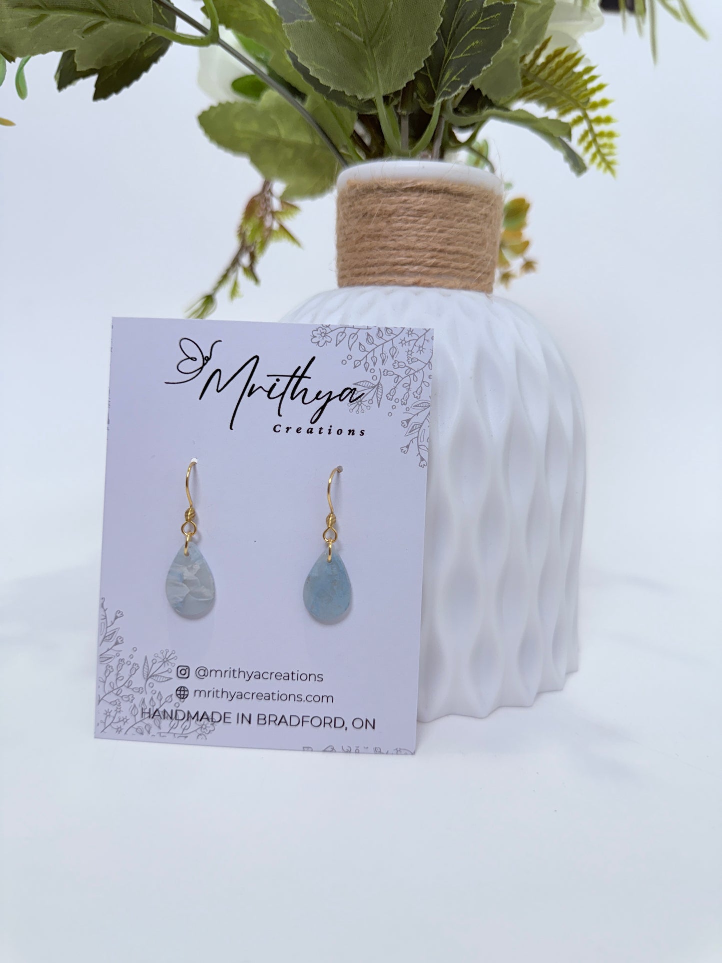 Blue tear drop earring