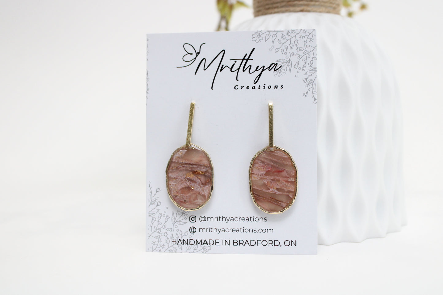 Copper T drop earring