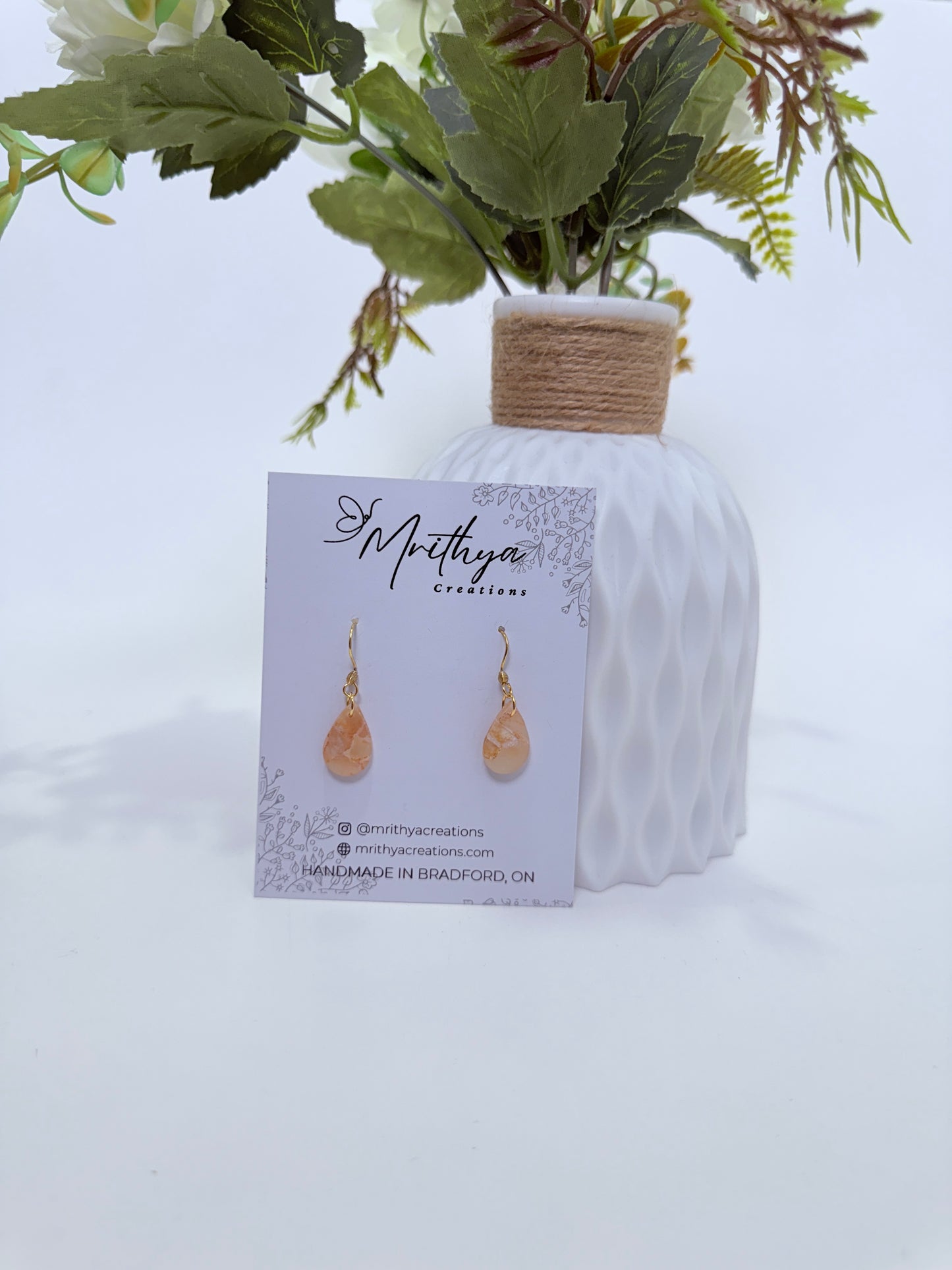 Nude Pink tear drop earring