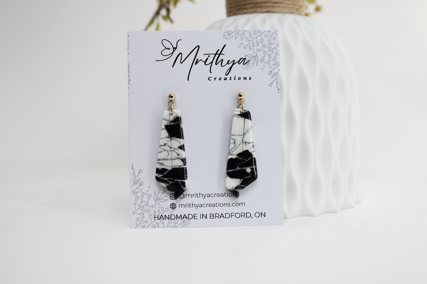 Black and White tie earring