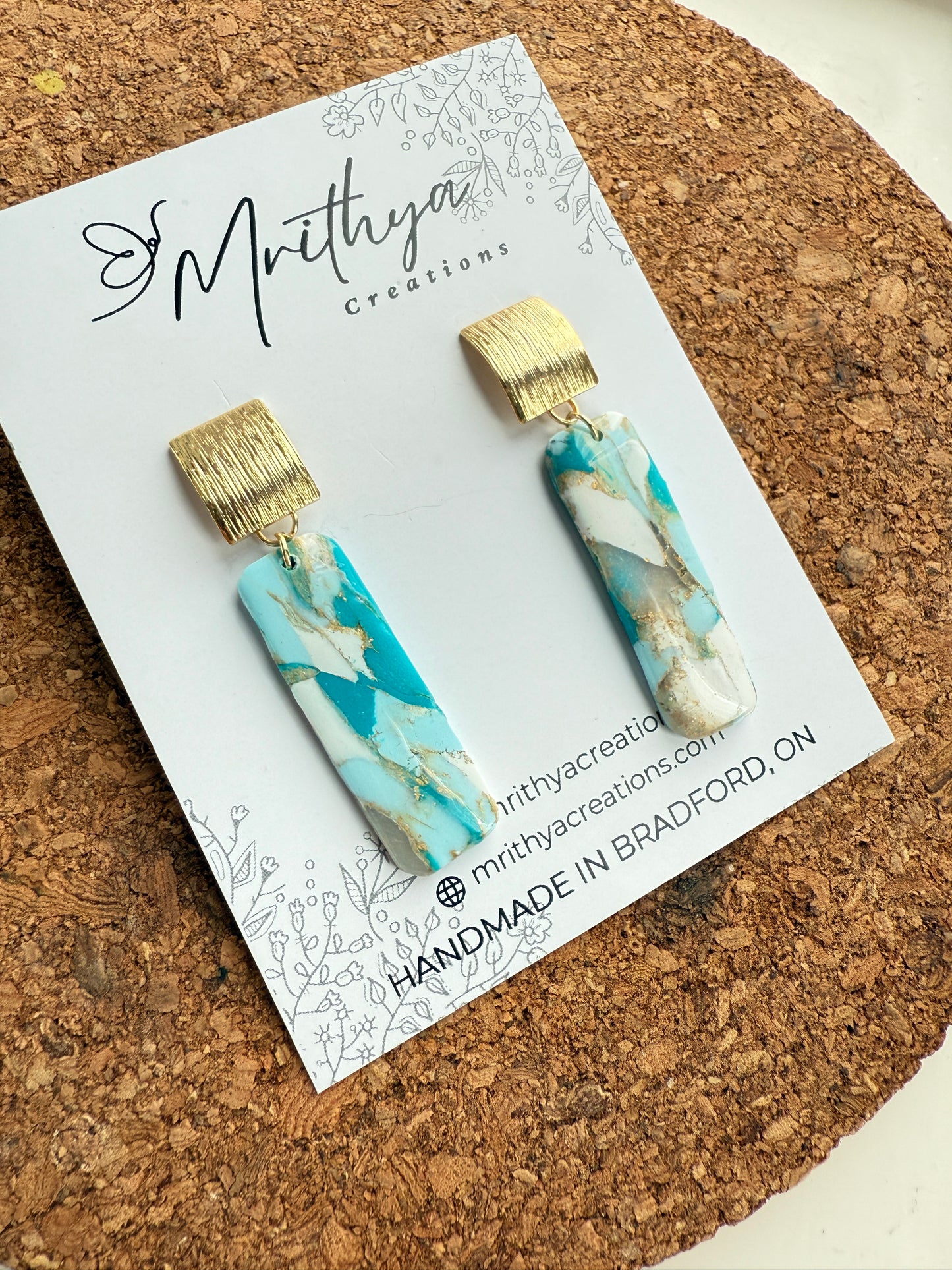 Dainty turquoise M earring