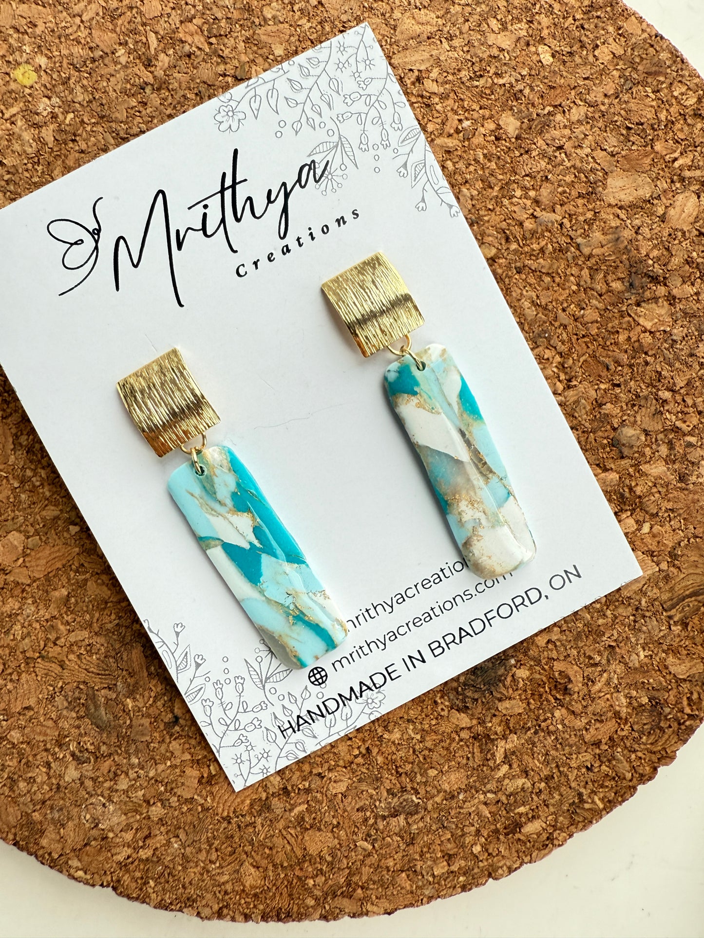 Dainty turquoise M earring