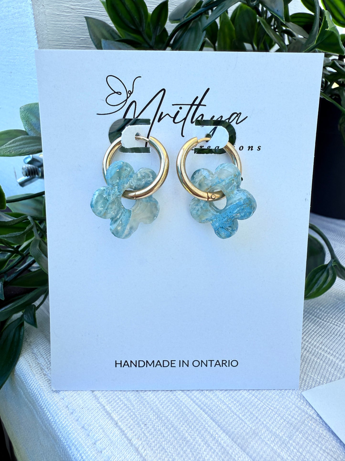 Blue flower hoops