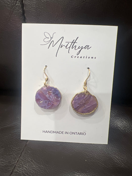 Purple Oval drop earring