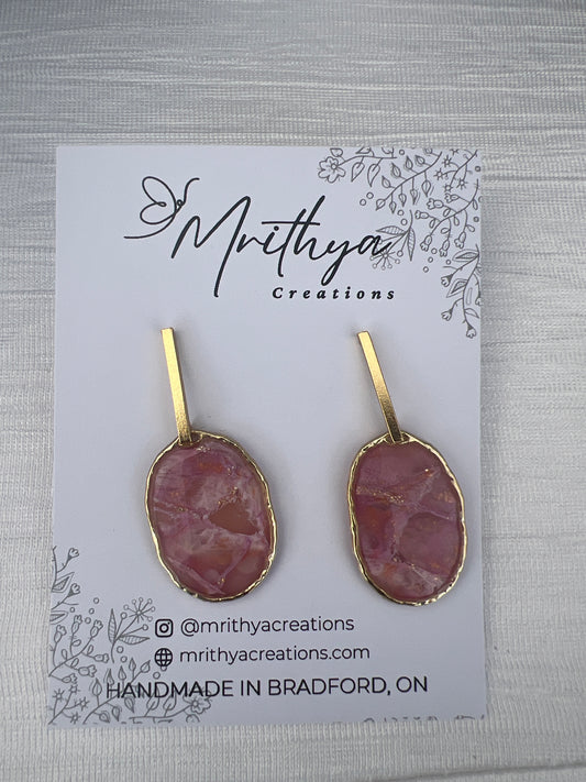 Purple T drop earring