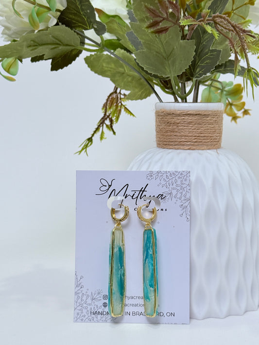 Blue Turqo Elongated rect earring