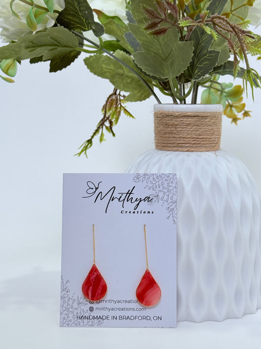 Red Ear thread earring