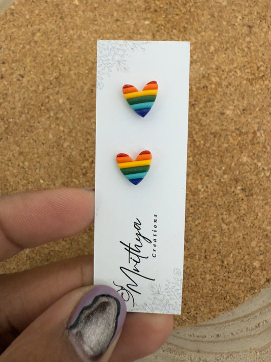 Rainbow Heart stud
