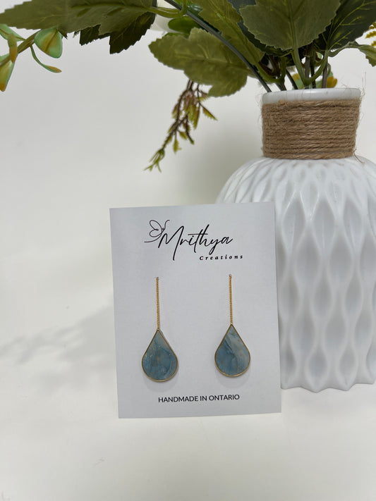 Blue Ear thread earring