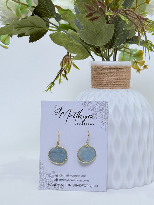 Blue Oval drop earring