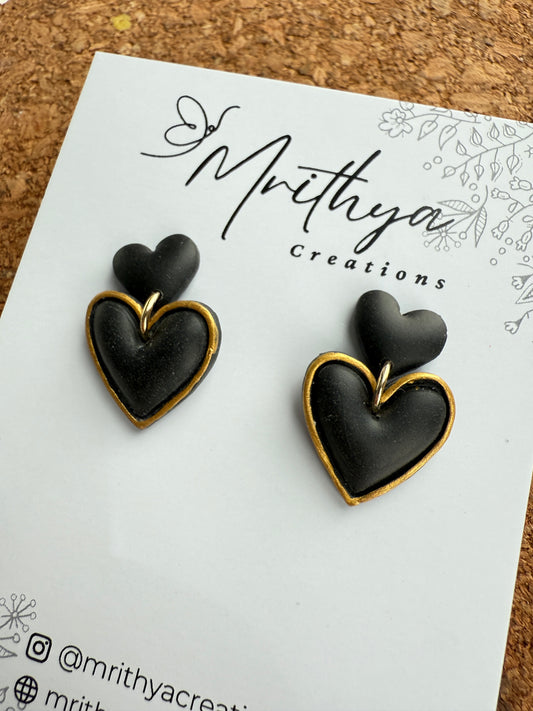 Black 2 hearts gold