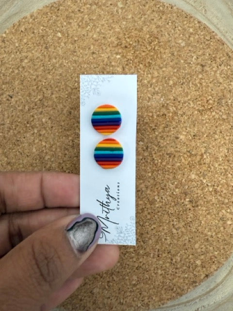 Rainbow circle stud
