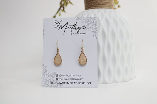 Opal gold small tear drop earring