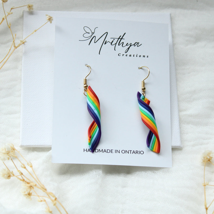 Rainbow swirl earring