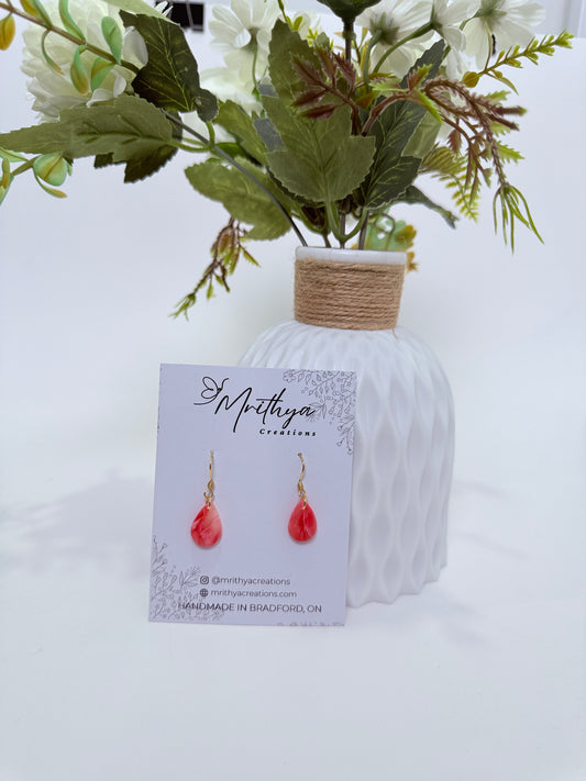Red tear drop earring