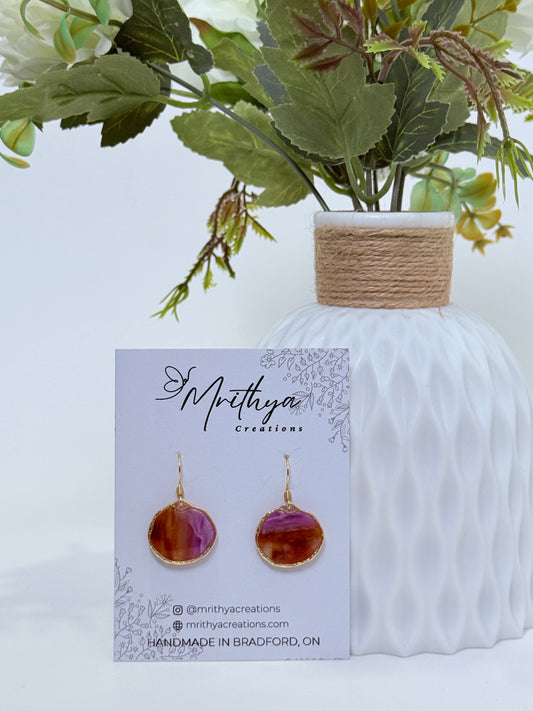 Dual Color Oval drop earring