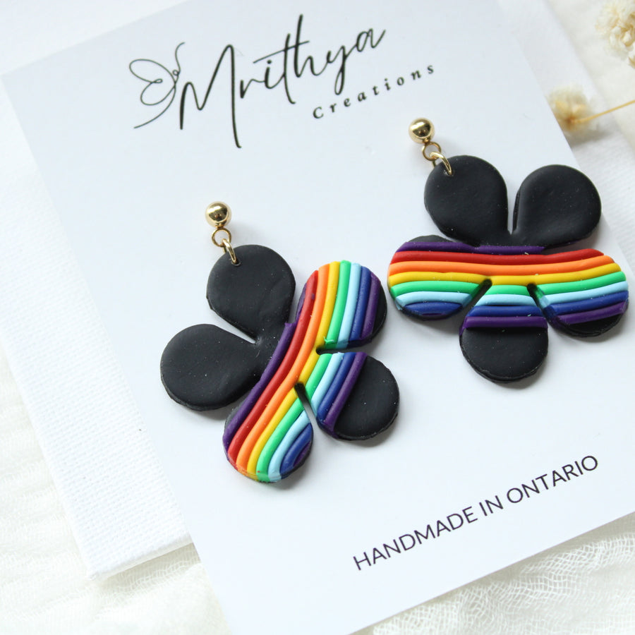 Rainbow flower earring