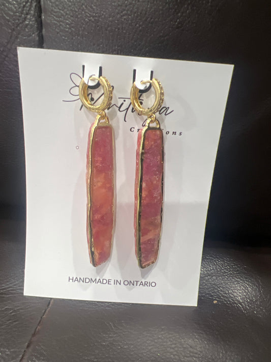 Pink Elongated rect earring