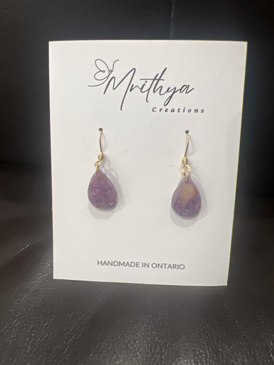 Purple tear drop earring