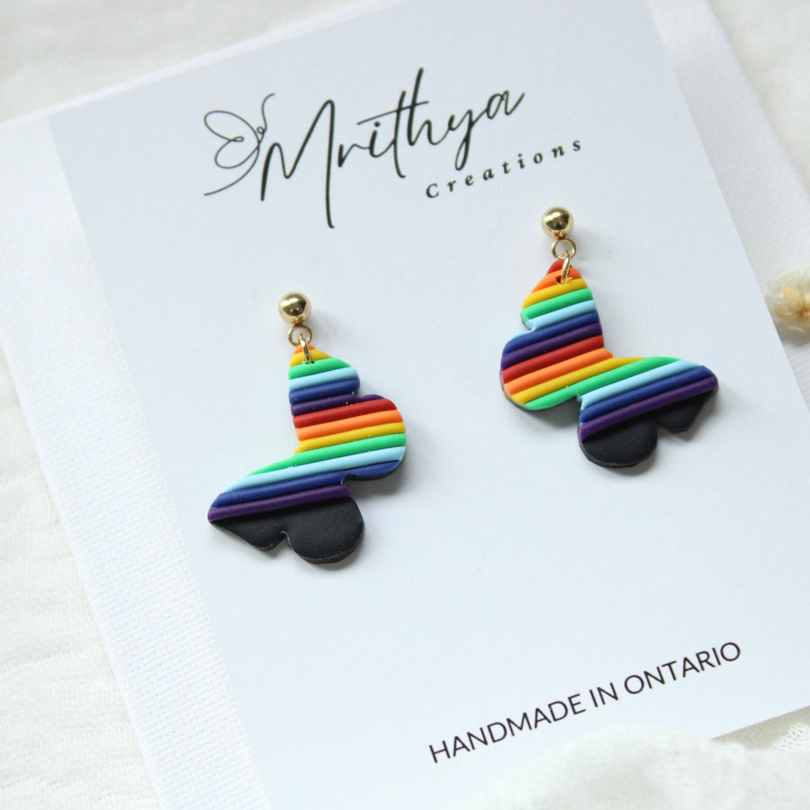 Rainbow butterfly earring