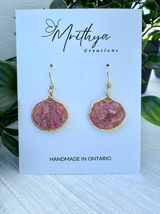 Pink Oval drop earring