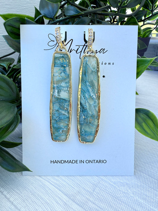 Blue Elongated rect earring