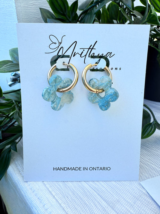 Blue flower hoops