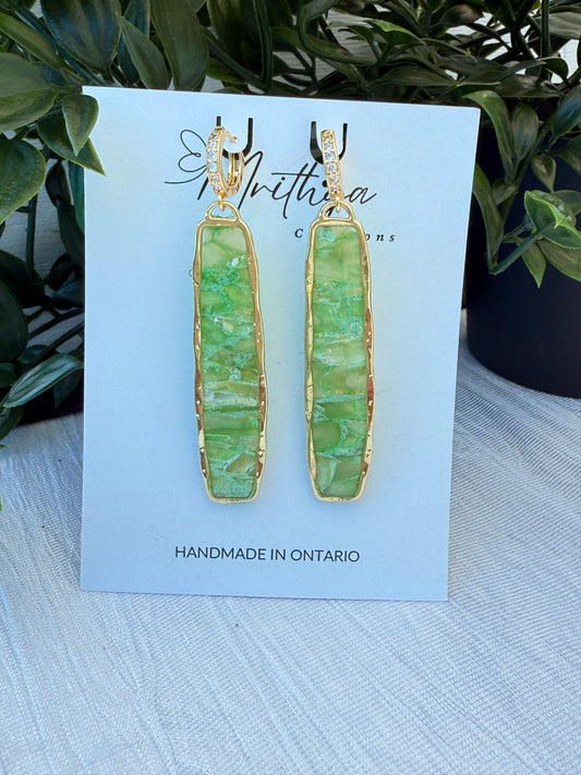 Jade Elongated rect earring