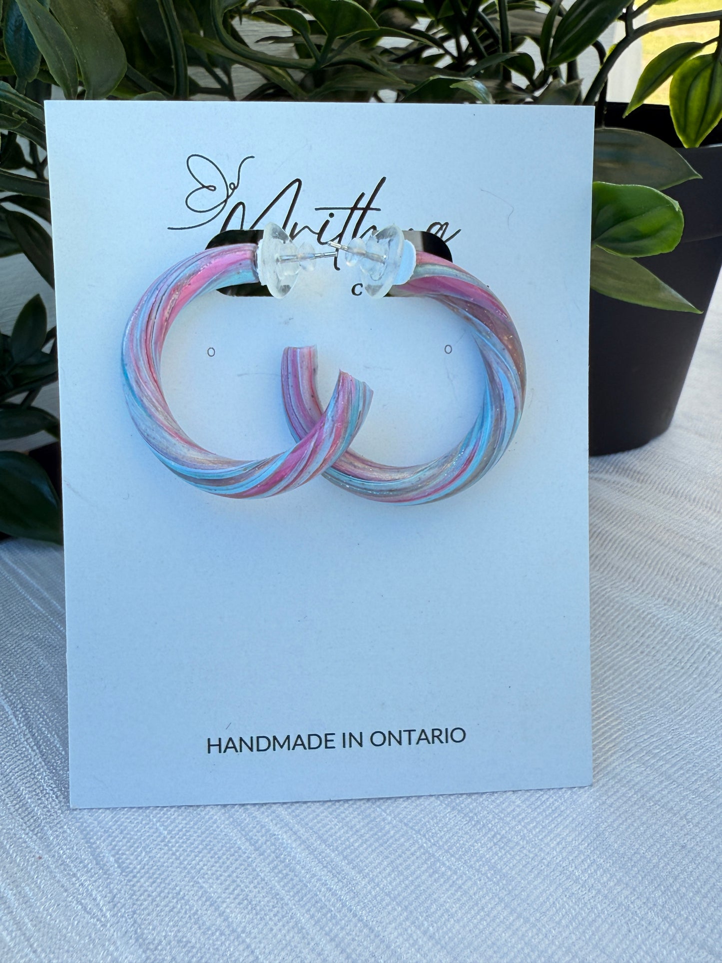 Pink blue Hoops