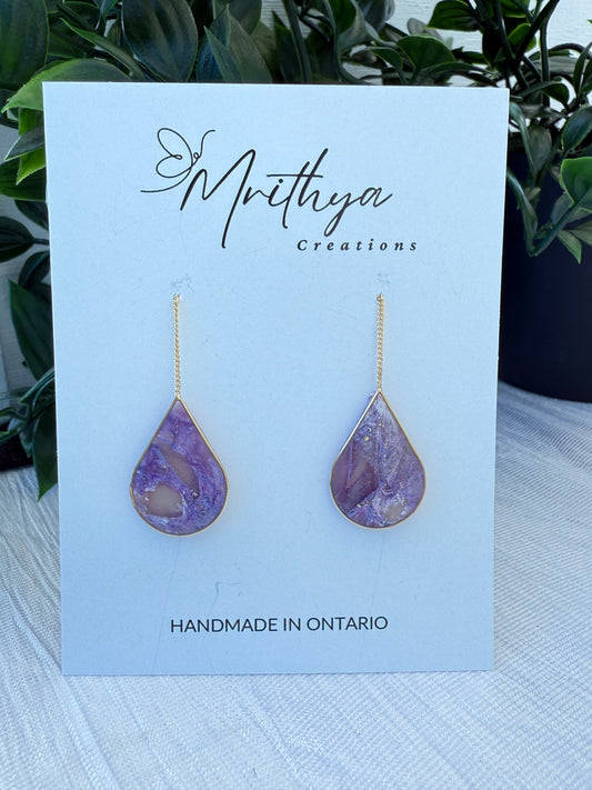 Purple Ear thread earring