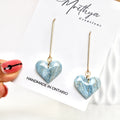 Blue Dangling heart earring