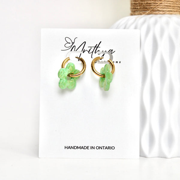 Jade flower hoops