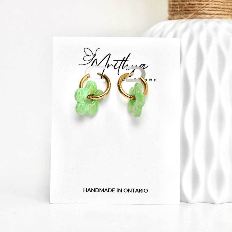 Jade flower hoops