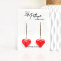 Red Dangling heart earring