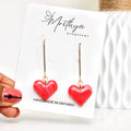 Red Dangling heart earring