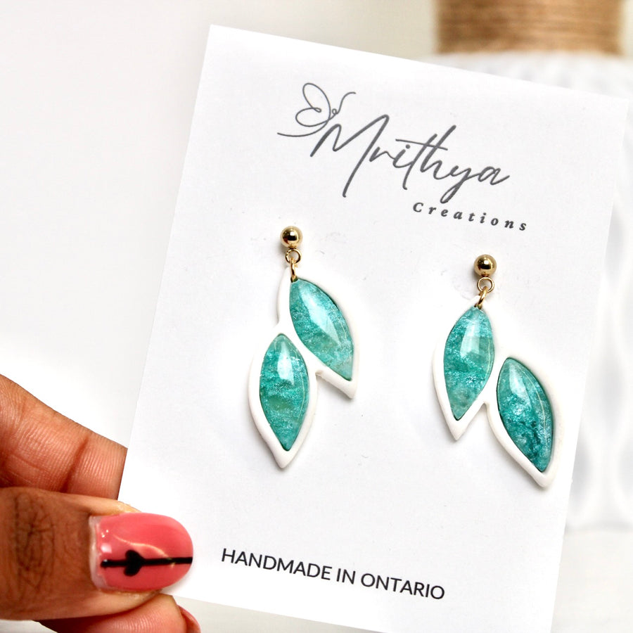 Teal Bezel earring