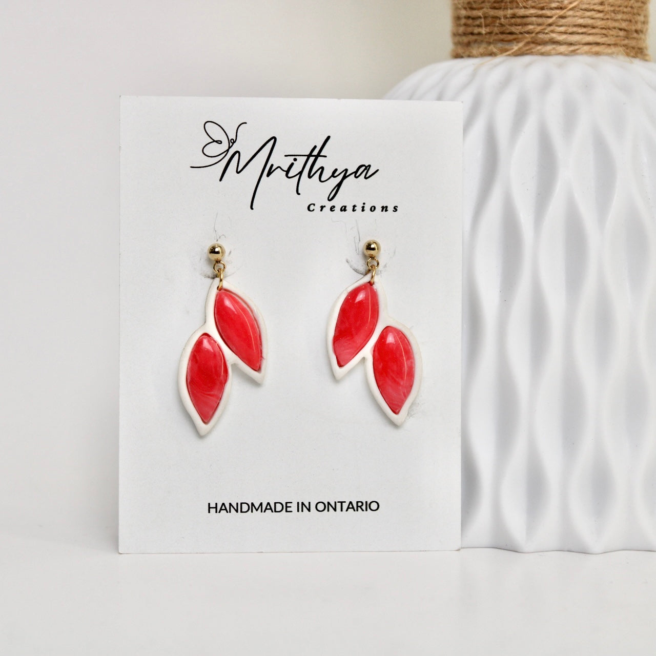 Red Bezel earring
