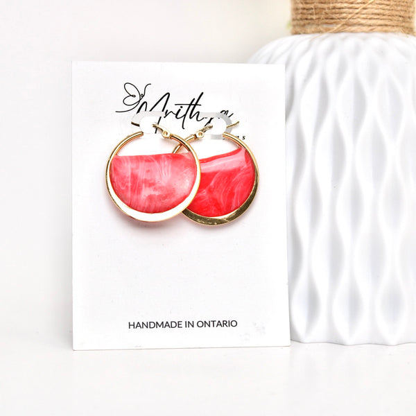 Red hoop earring