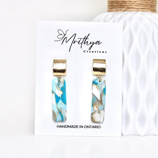 Dainty turquoise M earring