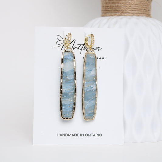 Blue Elongated rect earring