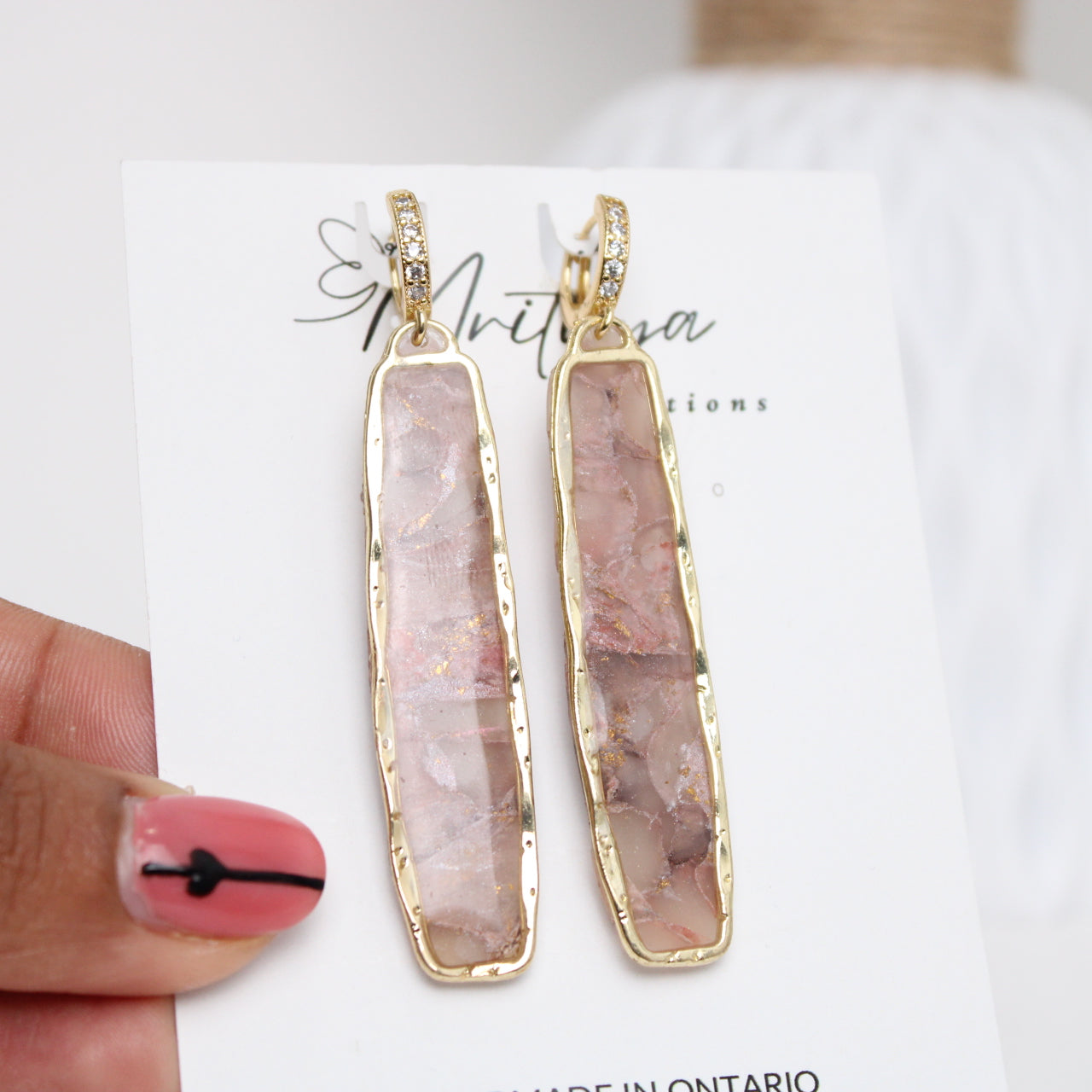 Copper Elongated rect earring