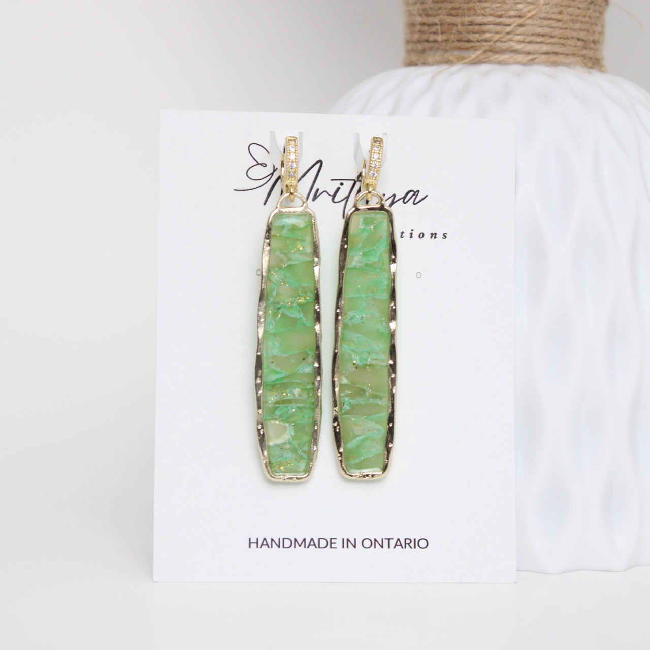 Jade Elongated rect earring